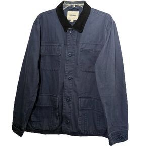 Goodthreads Canvas Barn Chore Jacket Mens Size L Blue Corduroy Collar Utility